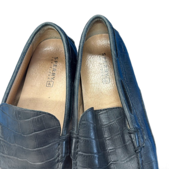 Sperry Men's Crocodile-Embossed Black Leather slip on Loafers size 10 - Picture 4 of 8
